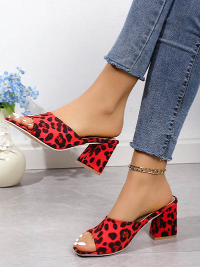 Leopard Open Toe Pumps Sandals Slippers
