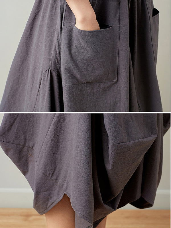 Artistic Retro Ramie Cotton 6 Colors Loose Irregular Elasticity Skirt