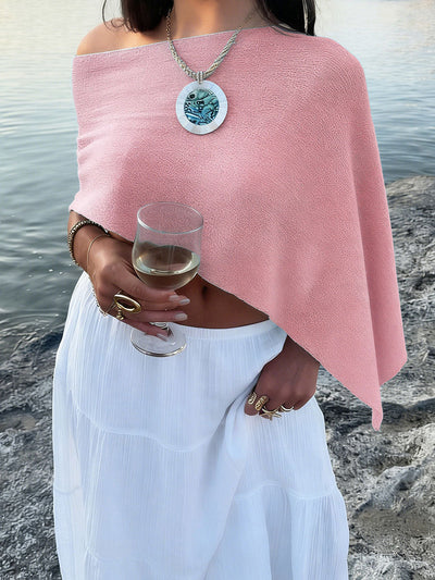 Irregularity Loose See-Through Solid Color One-Shoulder Cape