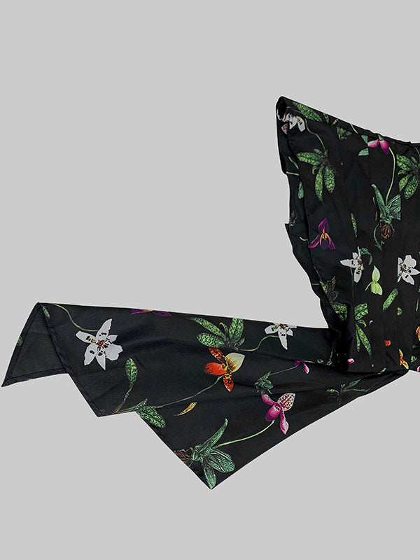 Long Sleeves Loose Asymmetric Flower Print Split-Joint Lapel Blouses&Shirts Tops