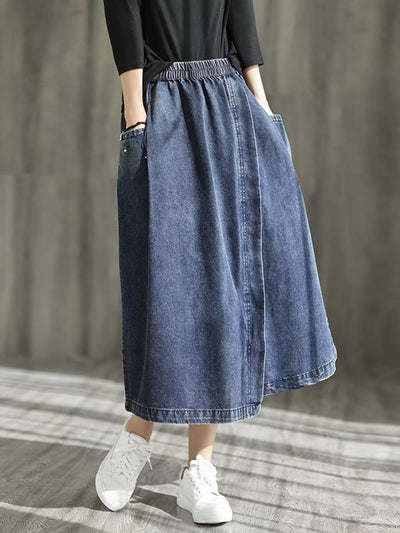 Loose Asymmetric Elasticity Split-Joint Skirts