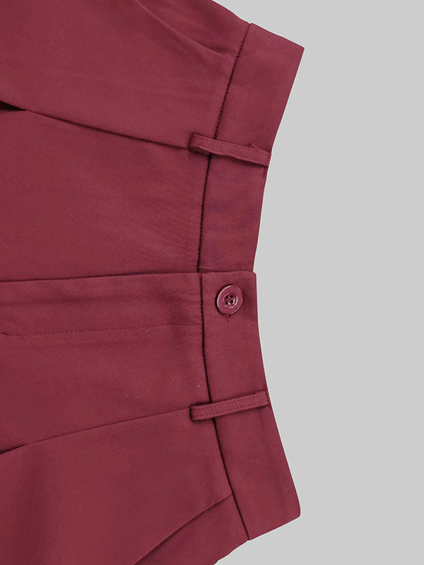 Loose Ninth Pants Solid Color Zipper Casual Pants Bottoms Trousers