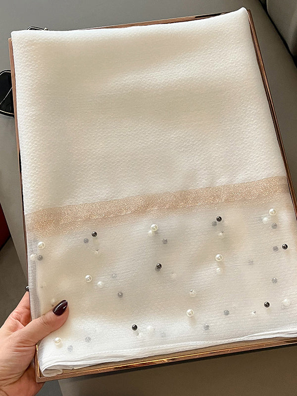 Sun-Protection Beaded See-Through Shawl&Scarf