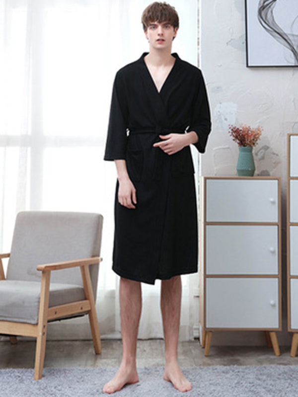 Comfortable Solid Bandage Thin Pajama Robe