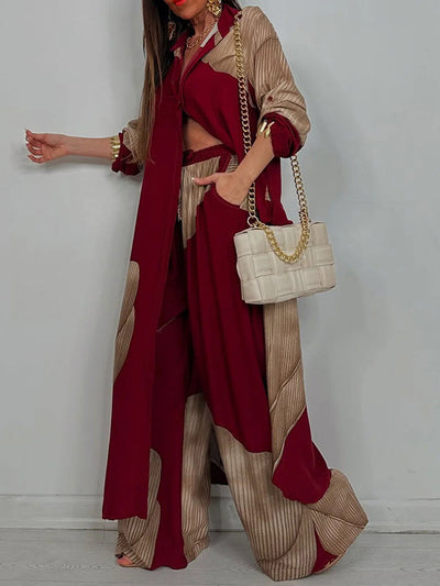 High Waisted Wide Leg Drawstring Elasticity Floral Printed Split-Joint Pants Trousers