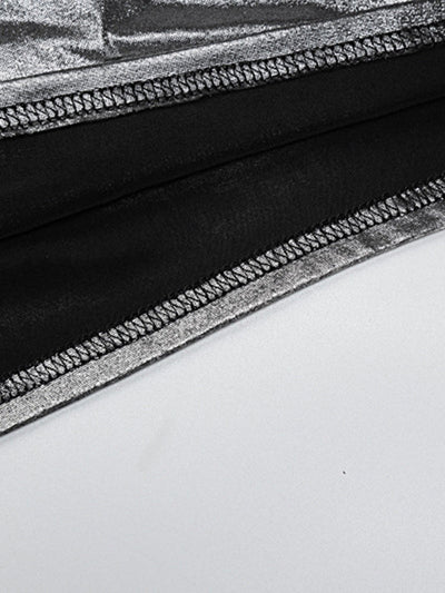 Skinny Asymmetric Shiny Solid Color Split-Joint One-Shoulder Evening Dresses Mini Dresses