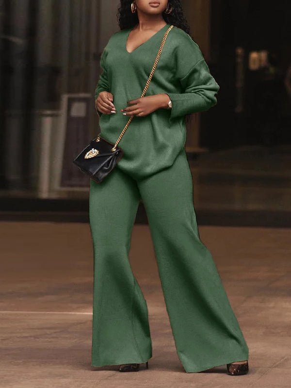 Wide Leg Solid Color Casual Pants Bottoms Trousers