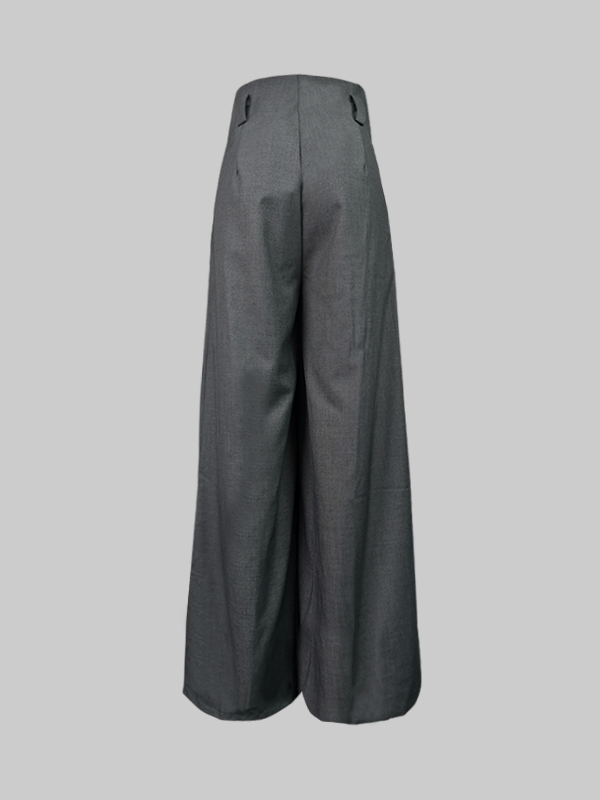 Loose Wide Pants High-Waisted Pleated Split-Front Pants Trousers