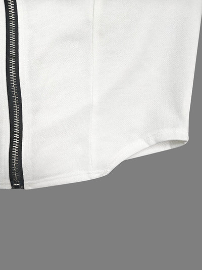 Long Sleeves Letter Print Split-Side Zipper Hooded Jackets+Pants Two Pieces Set