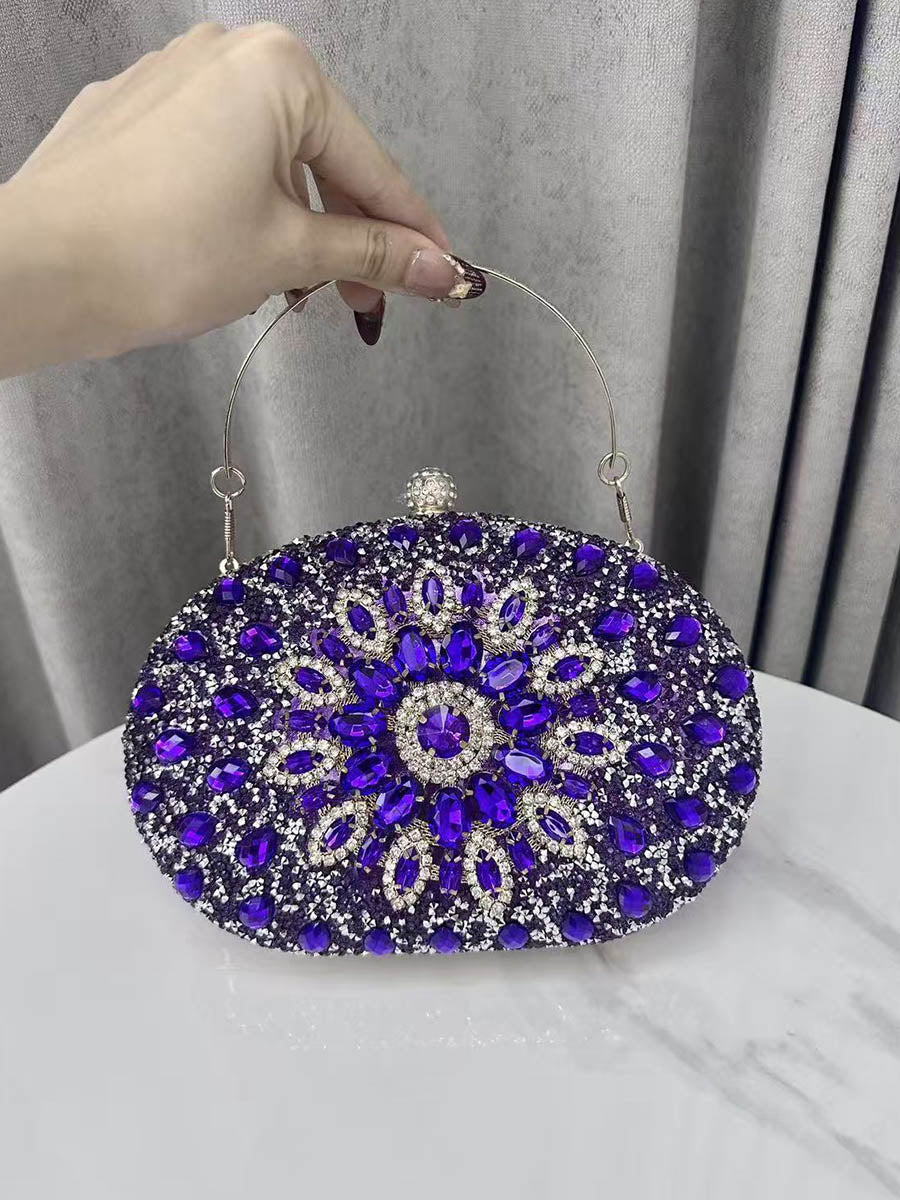 Geometric Rhine Stones Shiny Evening Bags & Clutches