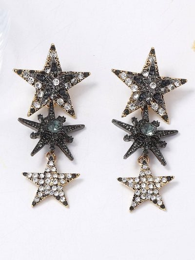 Rhine Stones Shiny Star Shape Earrings Accessories