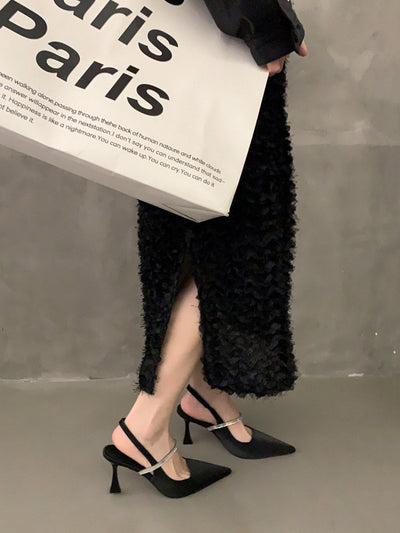 Belted Pointed-Toe Shiny Pumps