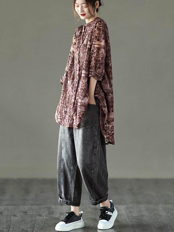 Vintage Loose Embroidered Lace Hollow Blouse