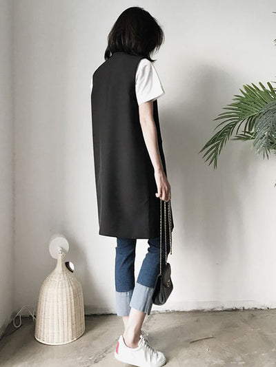 Casual Loose Long Split-Joint Sleeveless Vest