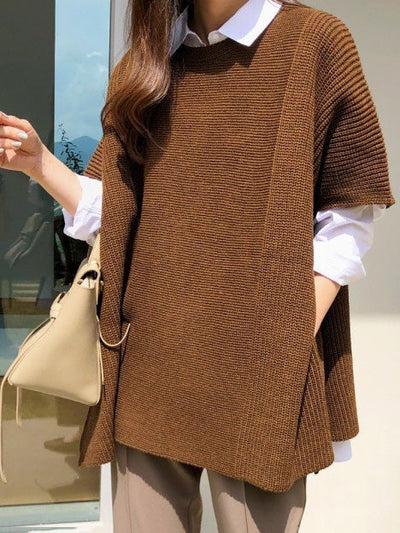 Casual Loose Split-Side Round-Neck Sweater Tops