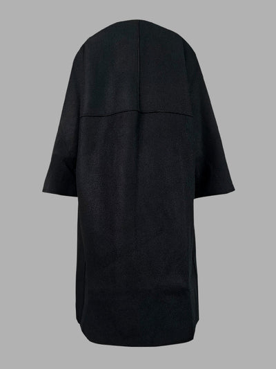 Long Sleeves Loose Solid Color Collarless Woolen Coat