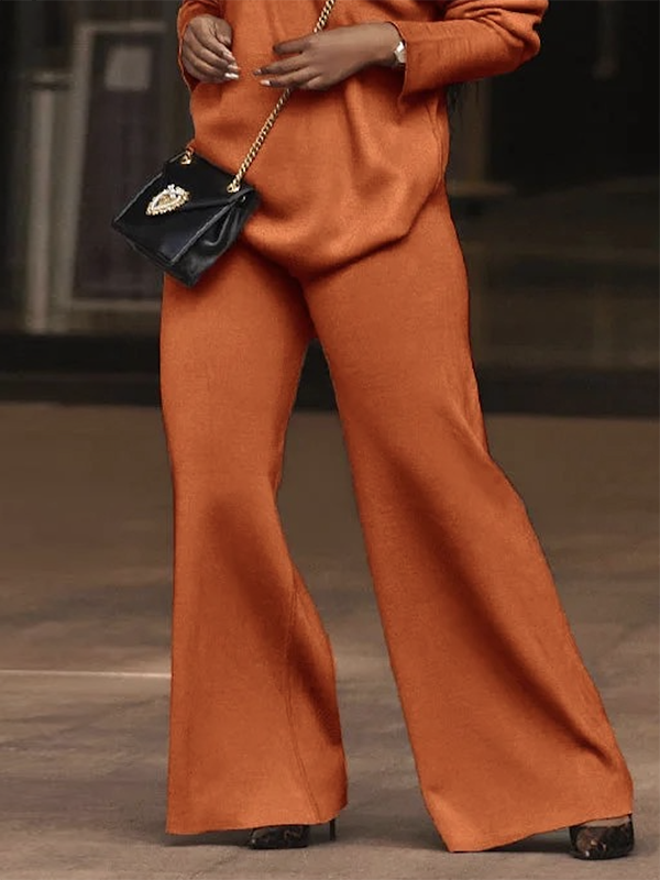 Wide Leg Solid Color Casual Pants Bottoms Trousers