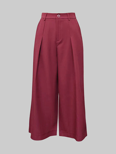 Loose Ninth Pants Solid Color Zipper Casual Pants Bottoms Trousers