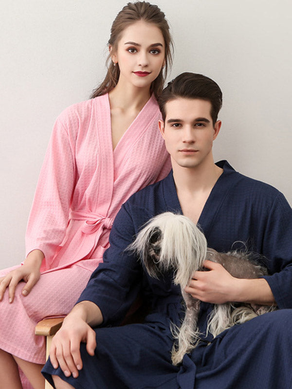 Comfortable Solid Bandage Thin Pajama Robe