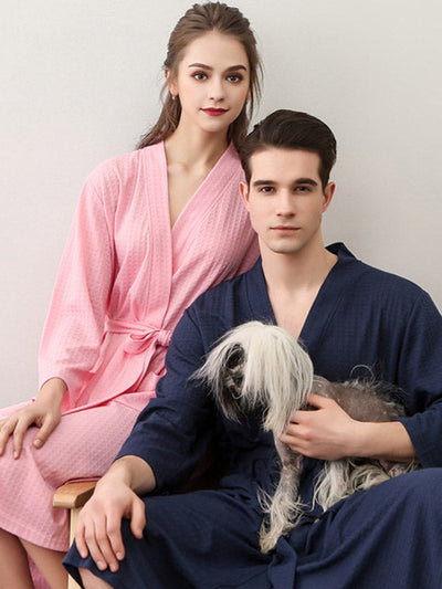 Comfortable Solid Bandage Thin Pajama Robe