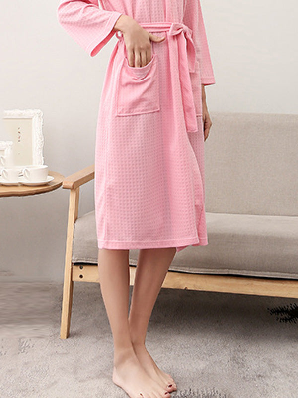 Comfortable Solid Bandage Thin Pajama Robe