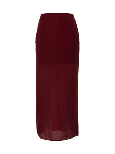Bodycon High Waisted See-Through Solid Color Split-Joint Skirts Bottoms