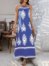 A-Line Loose Contrast Color Halter-Neck Maxi Dresses