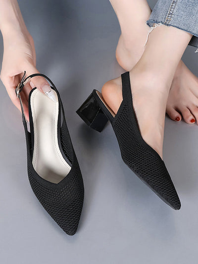 Belt Buckle Hollow Pointed-Toe Split-Joint Pumps Sandals Slider Sandals