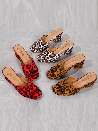 Leopard Open Toe Pumps Sandals Slippers