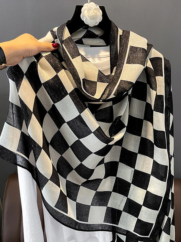 Simple Fashion Contrast Color Plaid Printed Scarf