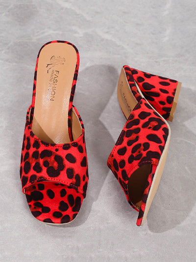 Leopard Open Toe Pumps Sandals Slippers