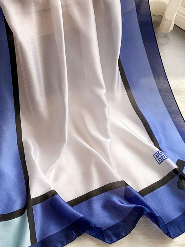 Urban Bow-Embellished Printed Contrast Color Shawl