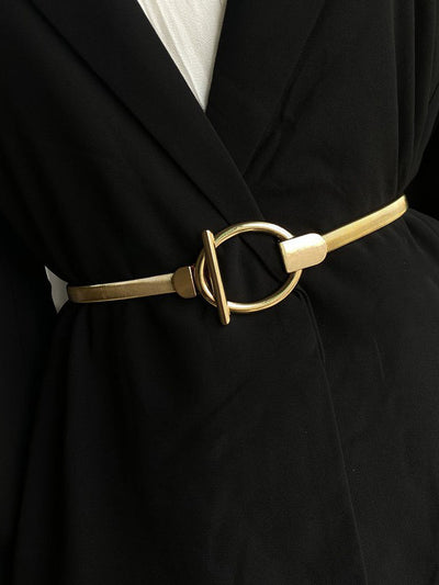 Buckle Geometric Pleated Solid Color Belts