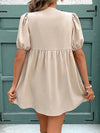 A-Line Loose Bowknot Elasticity Pleated Round-Neck Mini Dresses
