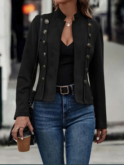 Long Sleeves Loose Buttoned Split-Joint Stand Collar Outerwear