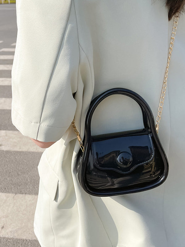 Chains Solid Color Crossbody Bags Satchels