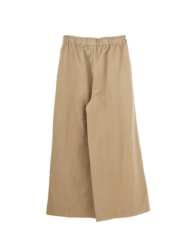 High Waisted Wide Leg Elasticity Solid Color Split-Joint Wide Side Pants Trousers