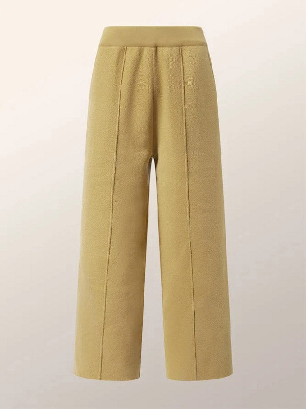 Ninth Pants Wide Leg Solid Color Pants Trousers