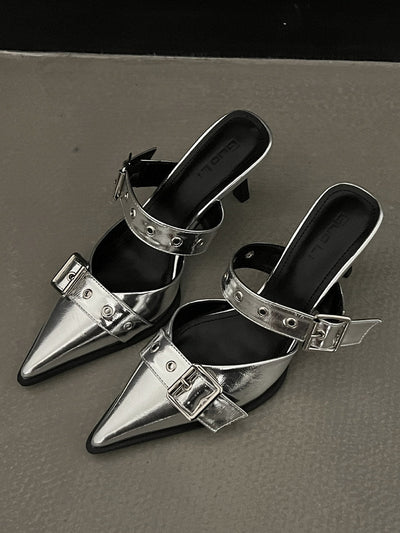 Buckle Pointed-Toe Pumps