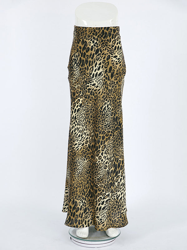 High Waisted Mermaid Leopard Split-Joint Skirts