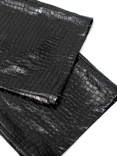 Loose Wide Leg Crocodile Texture Leather Loop Pants