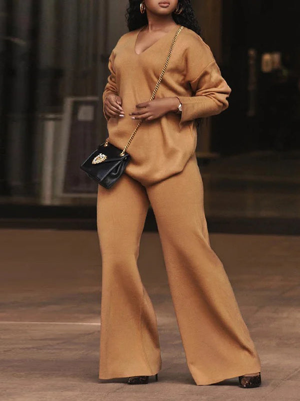 Wide Leg Solid Color Casual Pants Bottoms Trousers