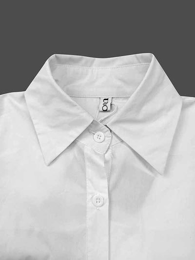 High-Low Long Sleeves Buttoned Plaid Pockets Split-Joint Split-Side Lapel Blouses&Shirts Tops