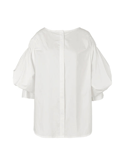 Puff Sleeves Buttoned Solid Color Blouses&Shirts Tops