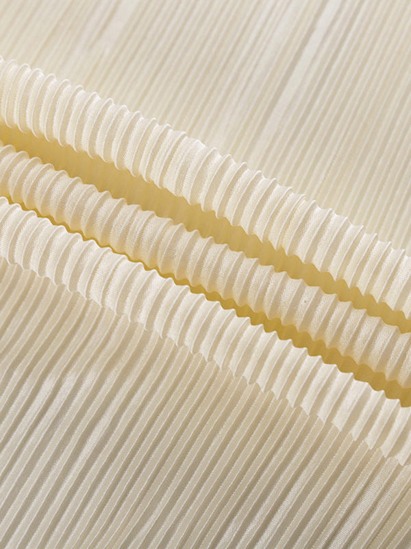 Long Sleeves Loose Lace-Up Pleated Solid Color Split-Joint Deep V-Neck Blouses&Shirts Tops