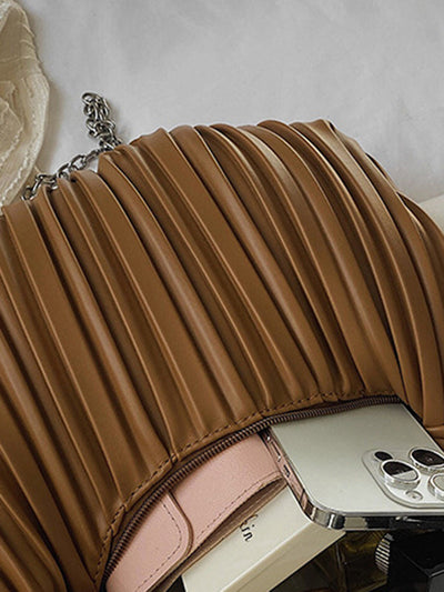 Pleated Split-Joint Zipper Bags Accessories Handbags Shoulder Bags