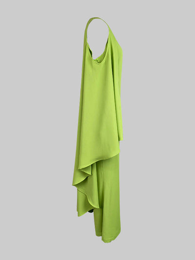 Batwing Sleeves Loose Hollow Solid Color Split-Joint Cold Shoulder Jumpsuits