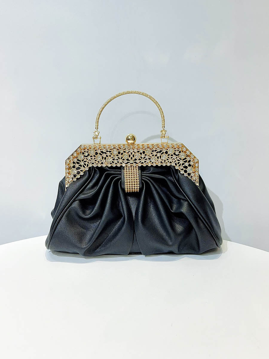 Chains Pleated Rhine Stones Split-Joint Evening Bags & Clutches Handbags