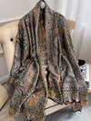 Vintage Printed Silk Imitation Shawl&Scarf