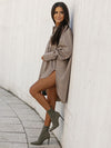 Urban Long Sleeves High-Low Solid Color Lapel Collar Blouses